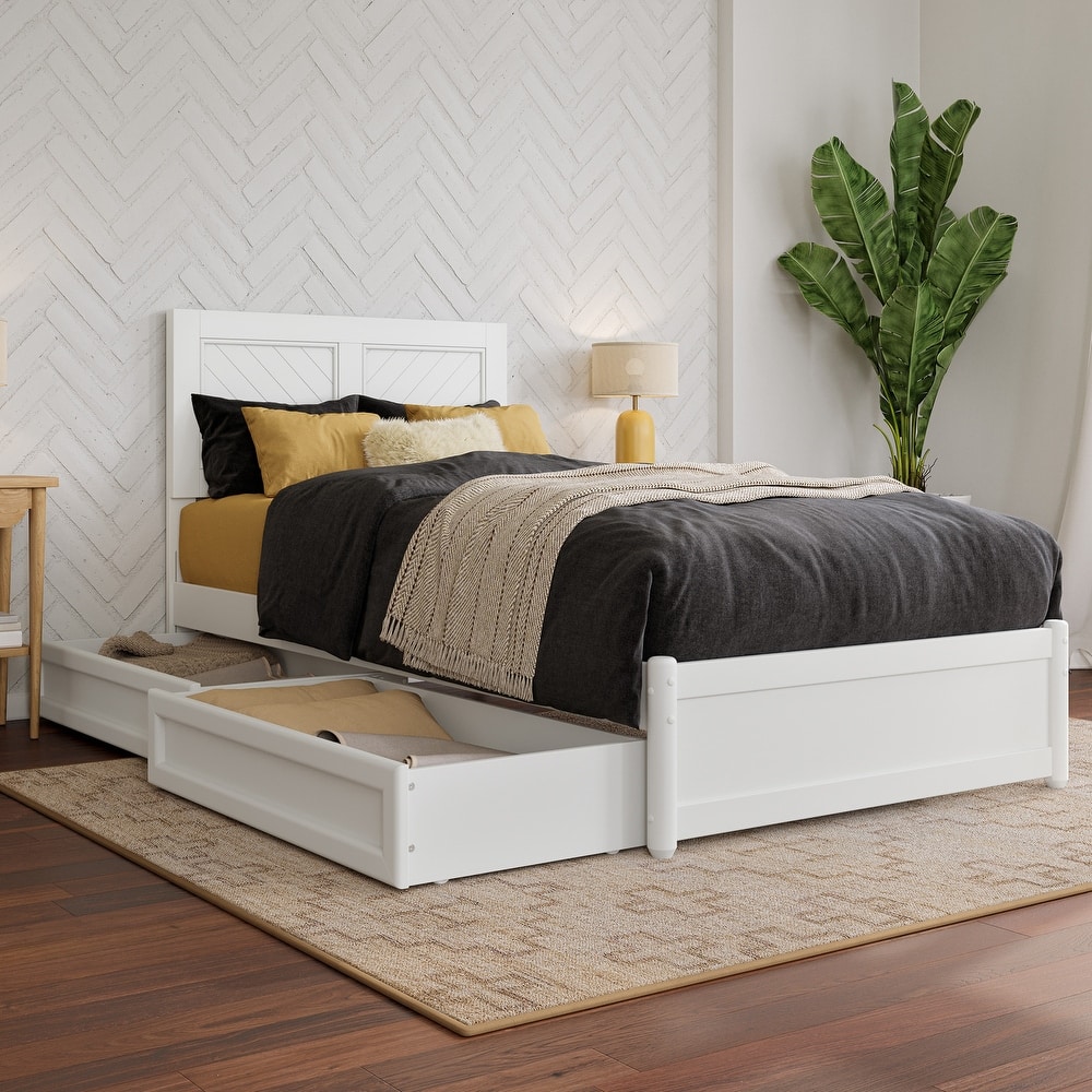 Clayton Platform Bed with Panel Footboard and Storage Drawers