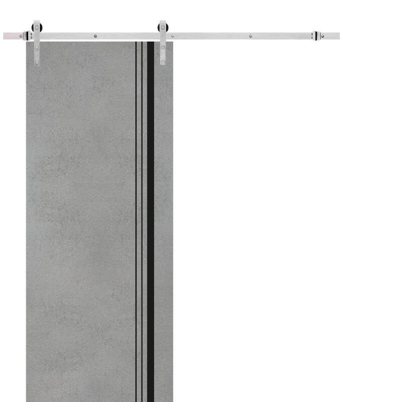 Sturdy Barn Door 36 x 80 Planum 0011 Concrete with 6.6FT - 42" x 96"