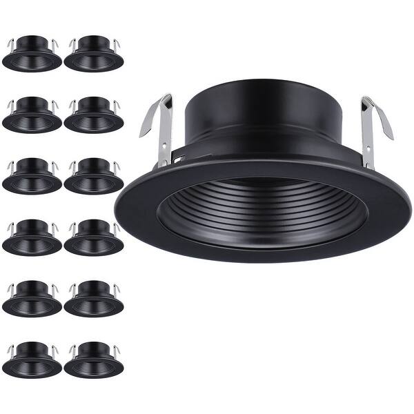 7W Gold Baffle Trim LED Recessed Can Retrofit Light – 4-Pack 4-Inch Aluminum Ceiling Downlight With 3-Color Temperature Switchable (3000K/4000K/6000K)