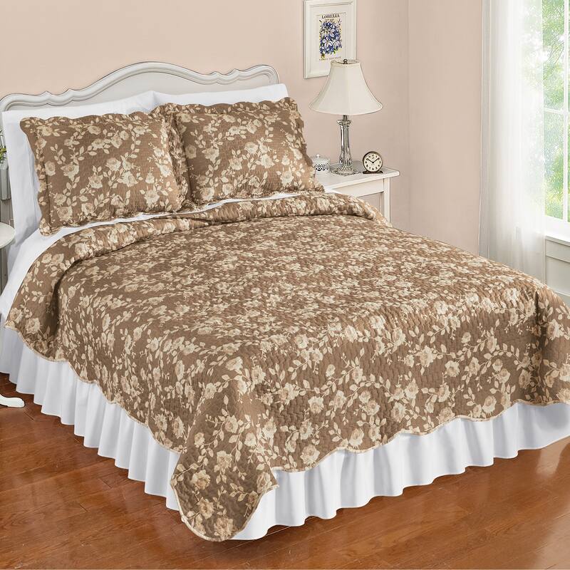 Unique Rose Reversible Scalloped Edge Quilt