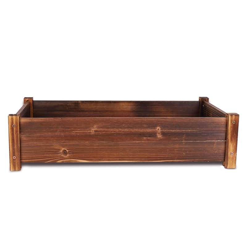 Carbonized Wood Raised Garden Bed Kit Elevated Planter Box For Growing - 26x13x6 inch