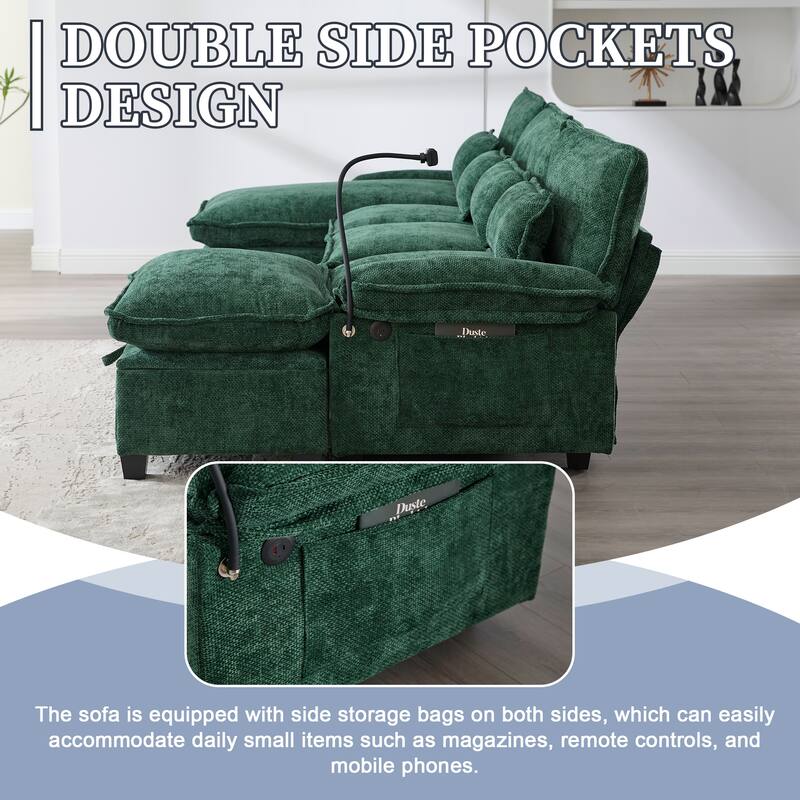 HOMEFUN Chenille Upholstered Oversized U-shaped Comfy Modular Sectional Sofa with Storage Ottoman
