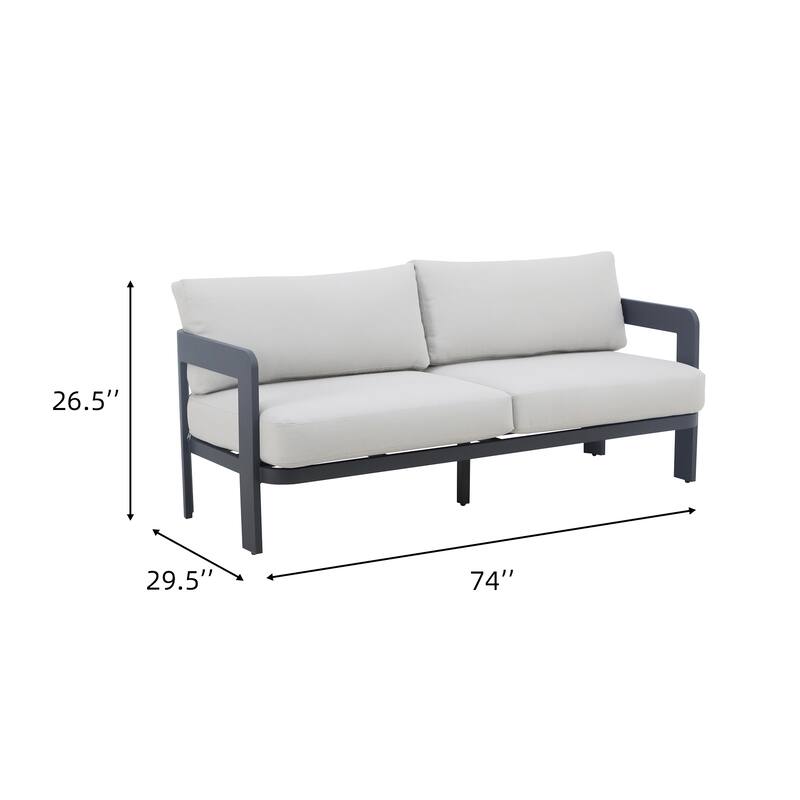 4-Piece Outdoor Patio Convertsation Set with Beige Cushions