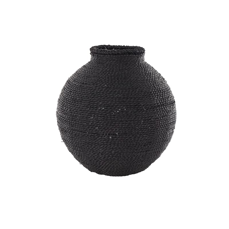 Metal Handmade Wrapped Pot Decorative Vase - Black - Roche River Decor