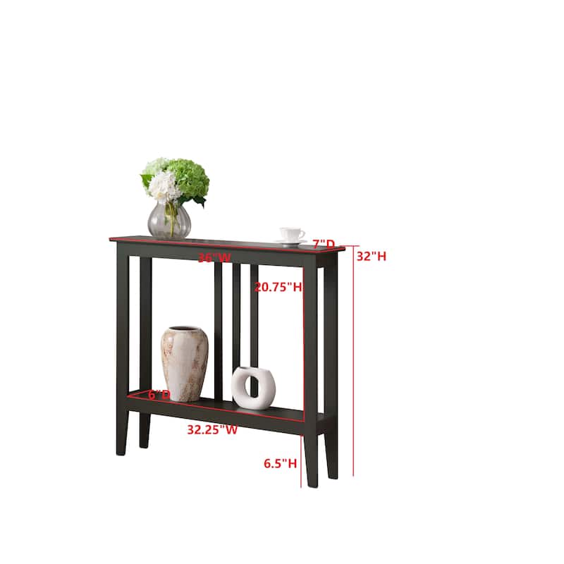 Balfour Collection Wood Modern Console Table with Shelves 36"