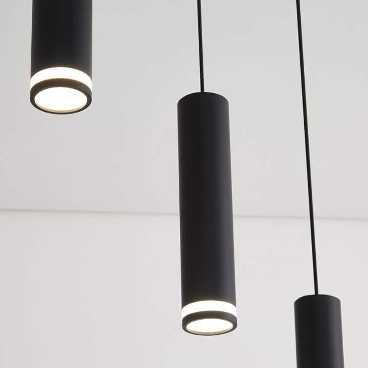 6 - Light Matte Black Kitchen Island Pendant[No Bulb]