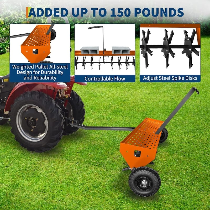 48 Inch Tow Behind Lawn Core Aerator for Professional Yard, Garden, Farm Care