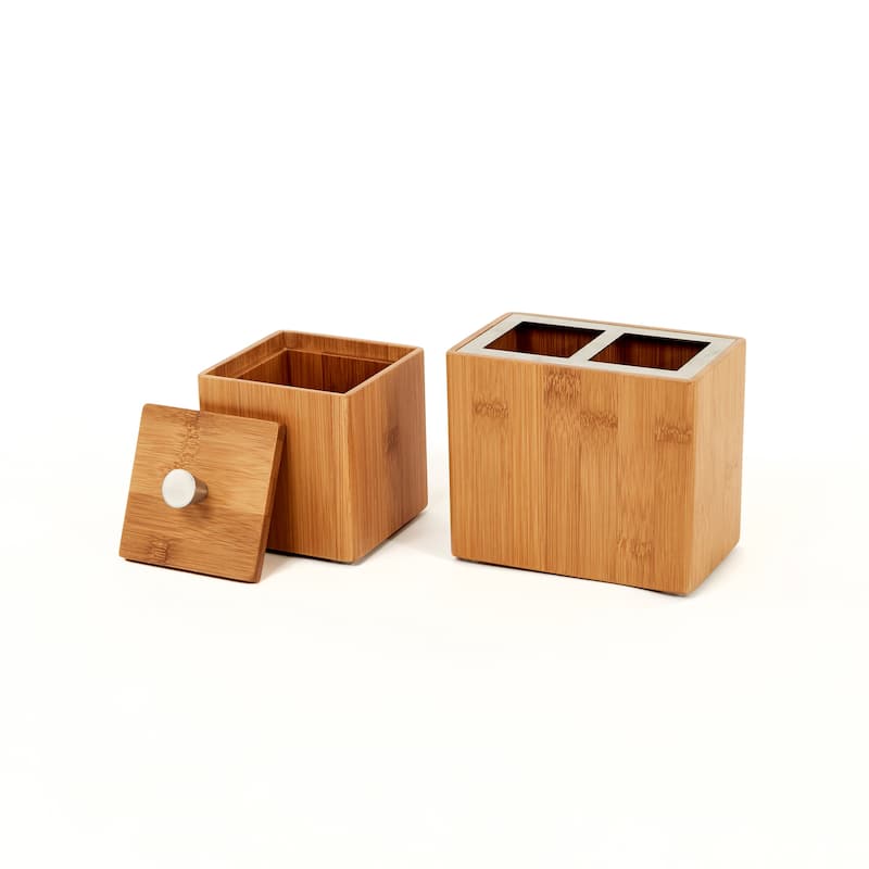 Seville Classics 5-Piece Bamboo Luxury Vanity Bathroom Accessory Set