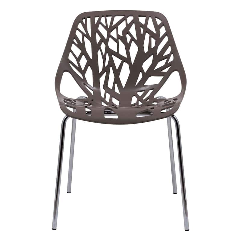 Asbury Stackable Dining Chair with Chrome Legs Side Chair with Modern Cut-Out Design Backrest