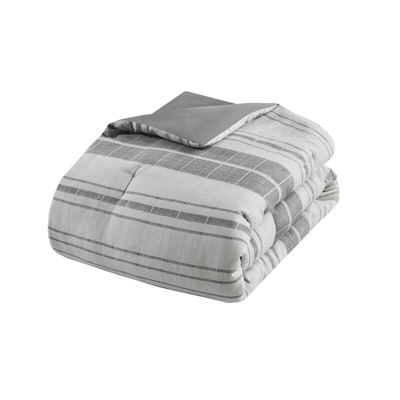 Madison Park Nico 4 Piece Stripe Comforter Set with Throw Pillow