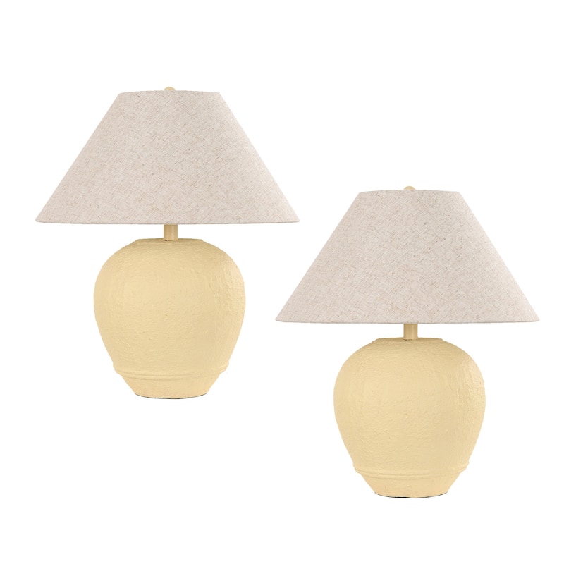 21.6" Modern Ceramic Table Lamp With Linen Shade for Living Room Bedroom