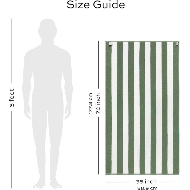 White Classic Luxury Cabana Striped Oversized Beach Towel 35x70" | Set of 2
