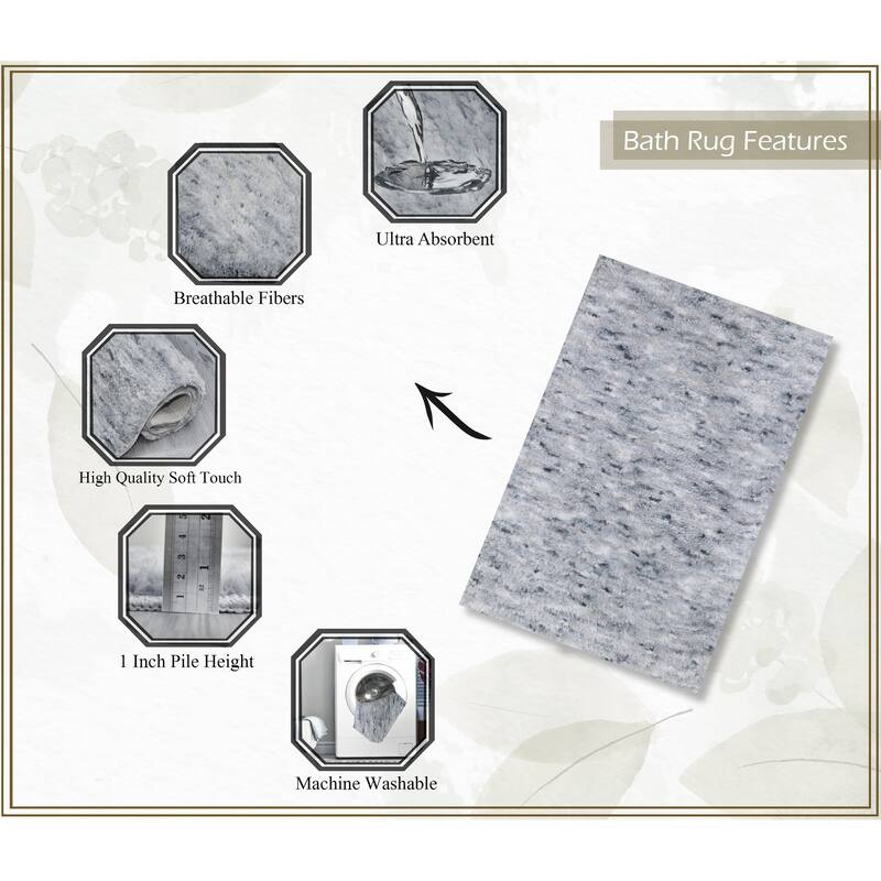 Home Weavers Cloud Comfort 100% Microfiber Bathroom Rug, Non Slip Bath & Water Absorbent Soft Bath Mat - 3 PC Set with Runner