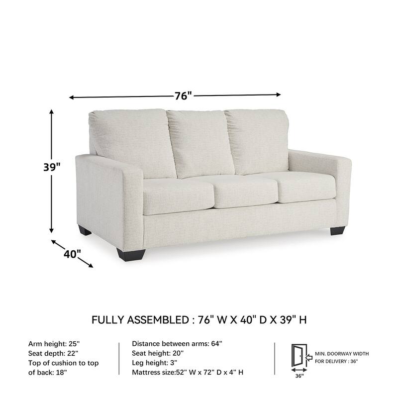 Signature Design by Ashley Rannis Snow Full Sofa Sleeper - 76"W x 40"D x 39"H