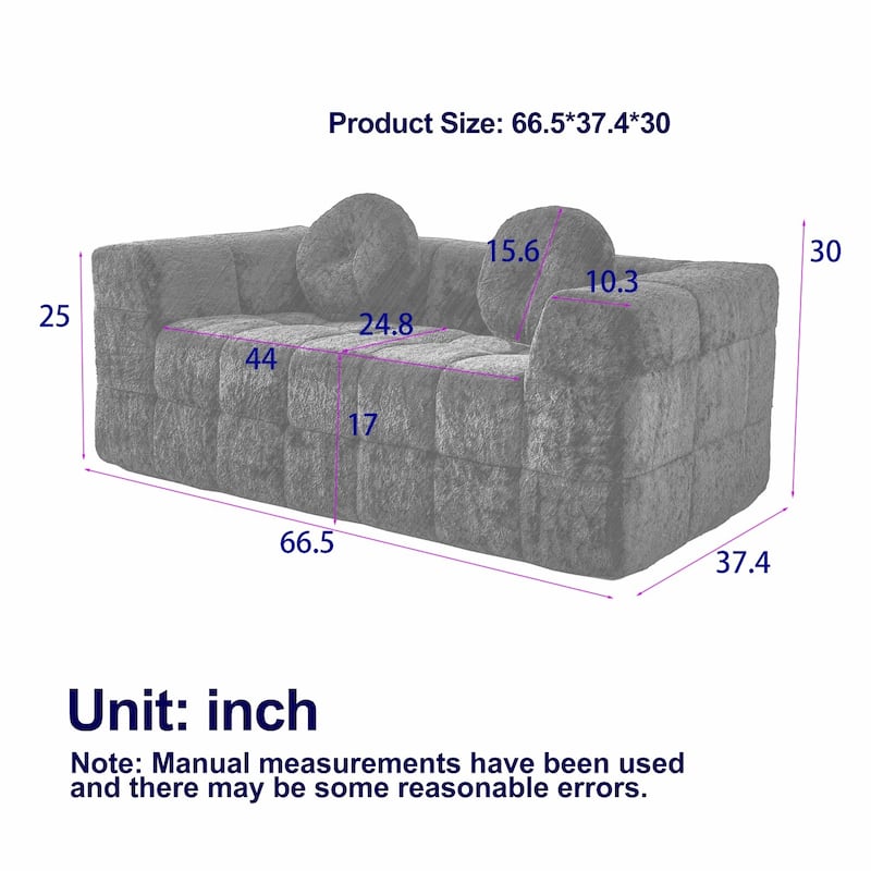 5-seater Boneless Foam Couch with Four Circular Throw Pillows