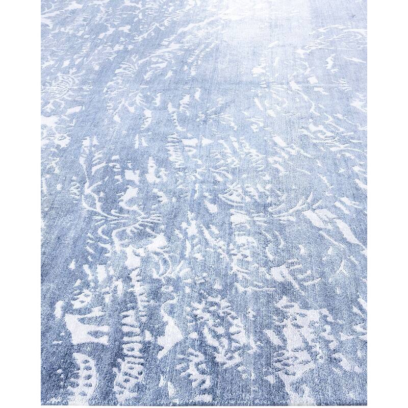 Modern One-of-a-Kind Hand-Knotted Area Rug, Blue - 9' 0" x 12' 1"