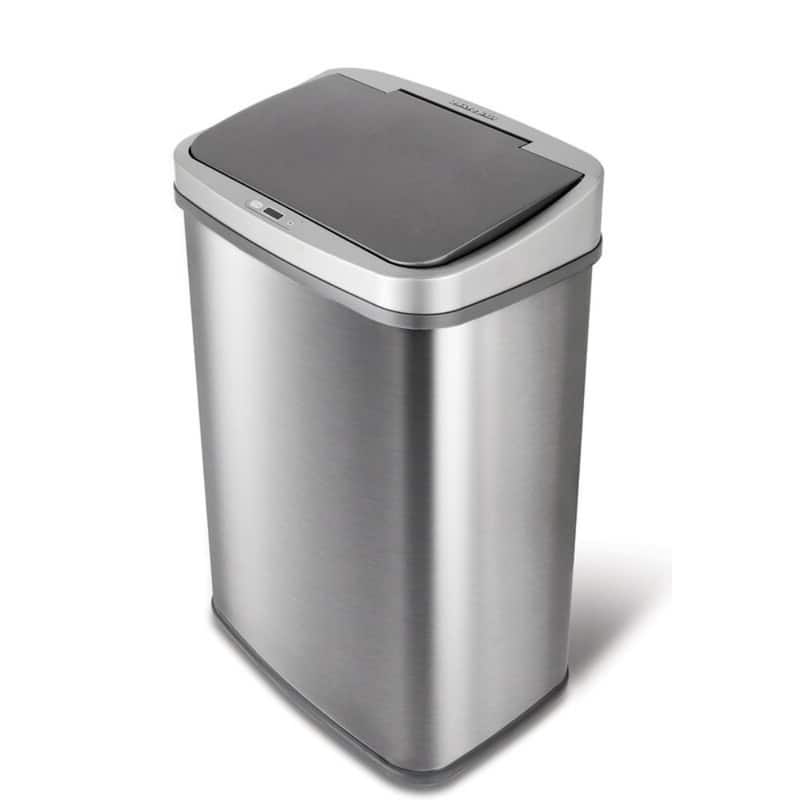 13-Gallon Motion Sensor Trash Can Stainless Steel Kitchen Waste Bin with Odor Seal and Liner - Grey