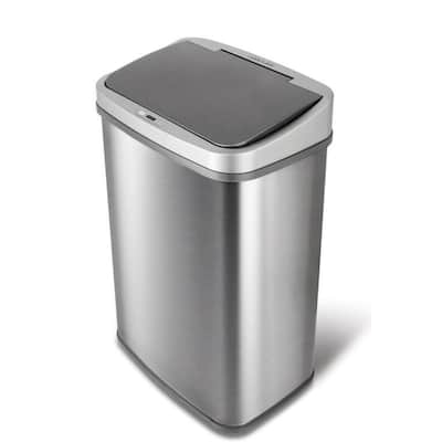 13-Gallon Motion Sensor Trash Can Stainless Steel Kitchen Waste Bin with Odor Seal and Liner