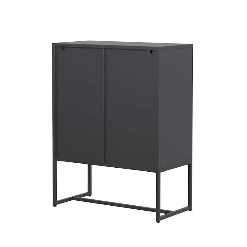 Bentley 41.34-inch Black Three Drawer Metal Cabinet with Mesh Doors - 41.34