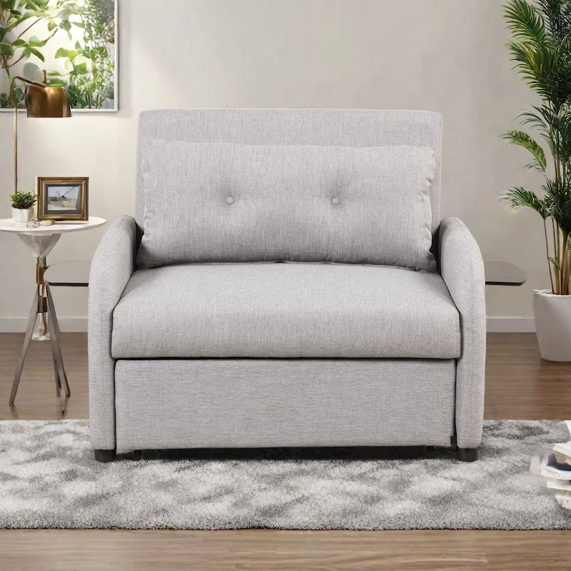 48.8"2-Seater Sleeper Sofa 3 in 1 with 2 Wing Table and USB Charge - Gray