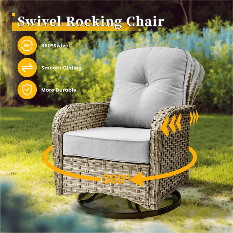 HOOOWOOO 9-piece Wicker Patio Furniture Set Sectional Sofa with Swivel Chair.