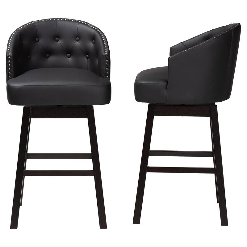 Traditional Faux Leather 30" Bar Stool by Baxton Studio