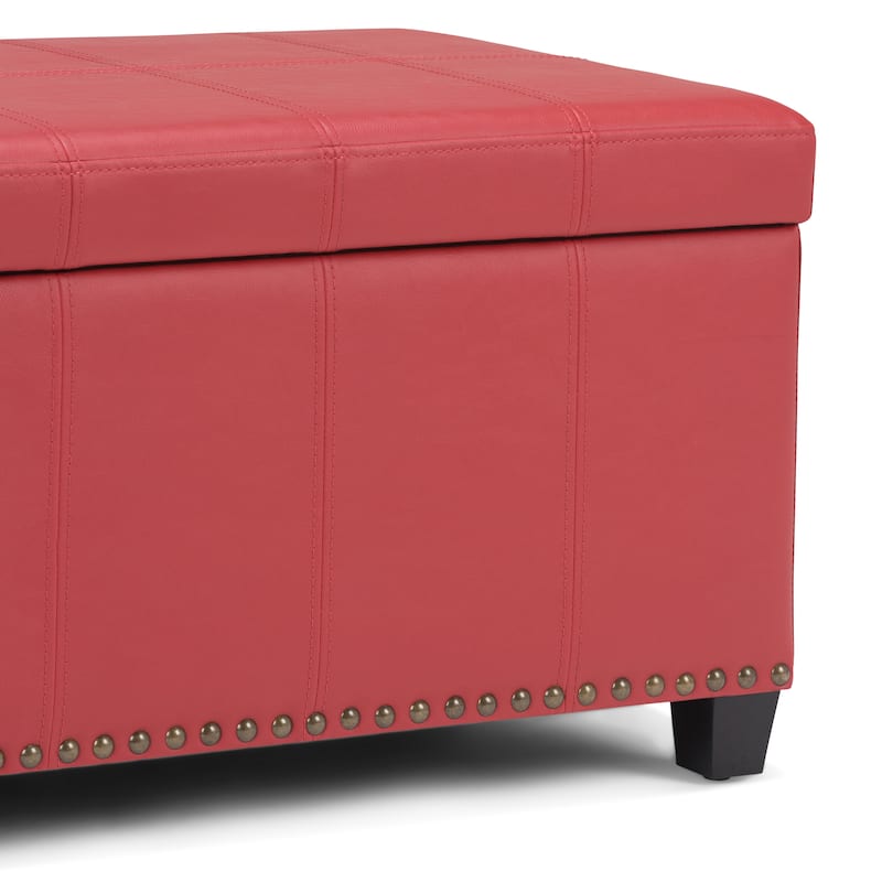 WYNDENHALL Megan 34 inch Wide Transitional Rectangle Storage Ottoman