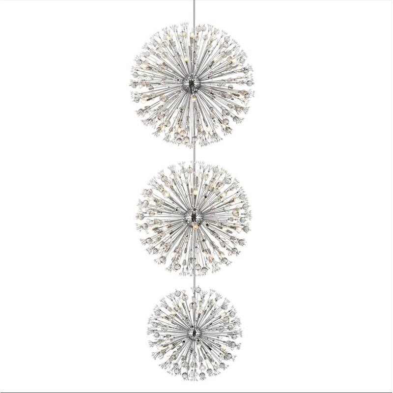 Elegant Lighting 2500G50L3 Vera 90 Light 50" Wide Crystal Sputnik - Chrome