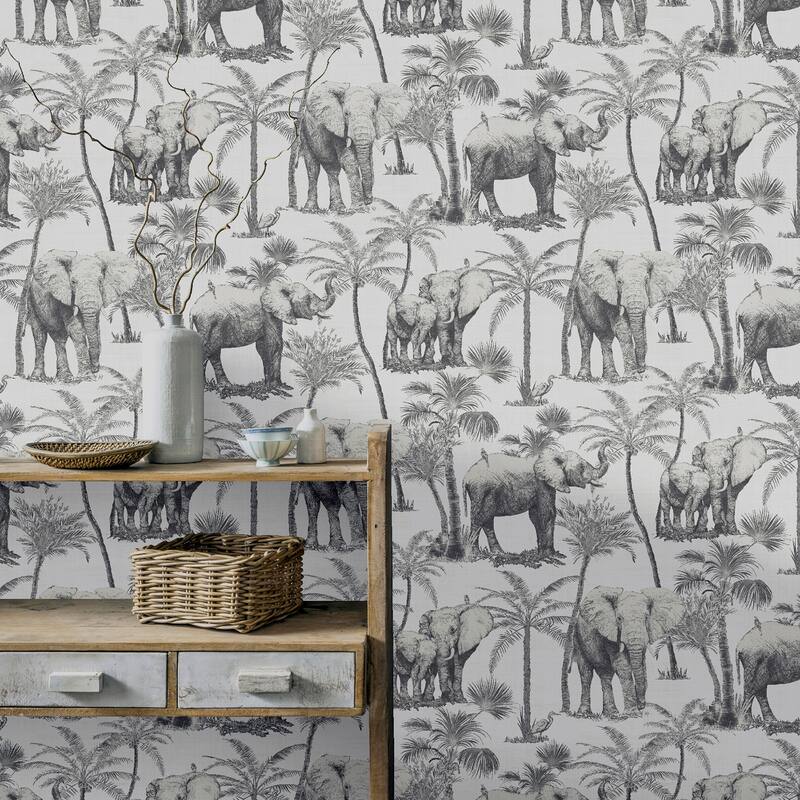 Arthouse Adelia Neutral Elephant Grove Wallpaper