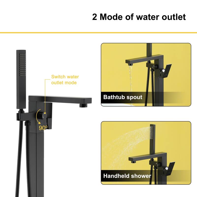 Freestanding Floor Mount Bath Tub Faucet with Handheld Shower