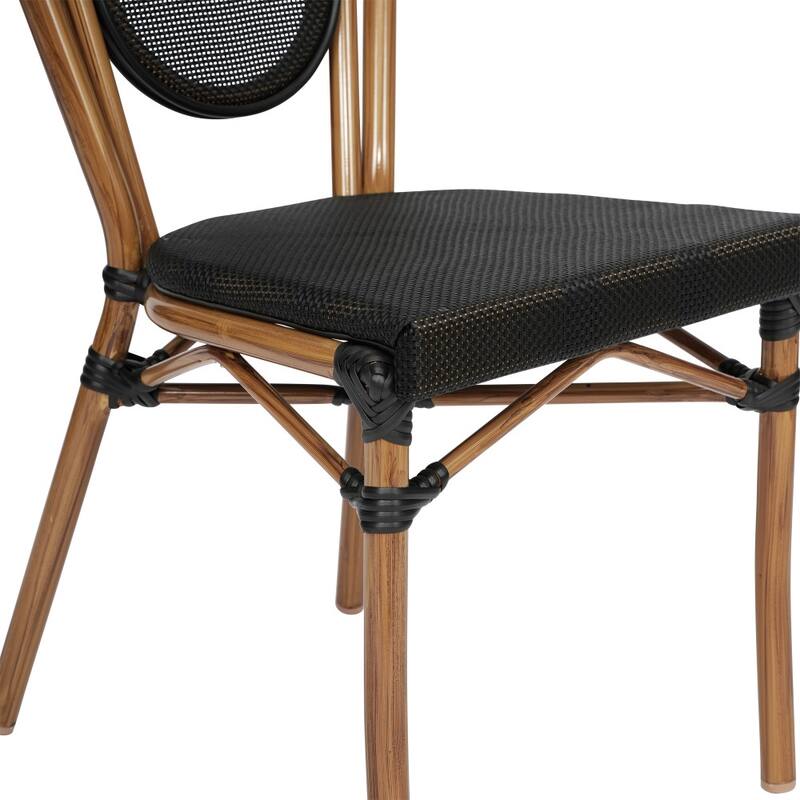 2 Pack All-Weather Commercial Paris Chairs with Metal Frames
