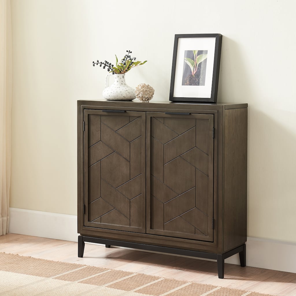 Leick Home 10143-GRBLK Emmett Mixed Metal and Wood Foyer Cabinet,