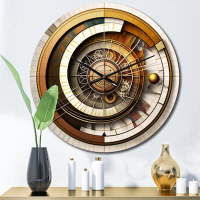 Designart "Caclulating The Universe Vintage Spiral Art I" Abstract Spirals Oversized Wall Clock