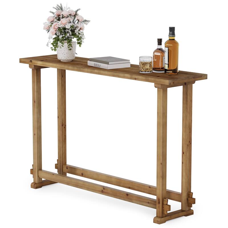 63" Long Solid Wood Counter Height Bar Table, Pub Table for Dining/Living Room, Kitchen, Balcony, Patio, Garden, Bistro