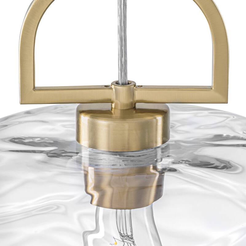 Modern Gold Geometric Glass Pendant Light Fixture with Adjustable Cord - Dia.11.81-in