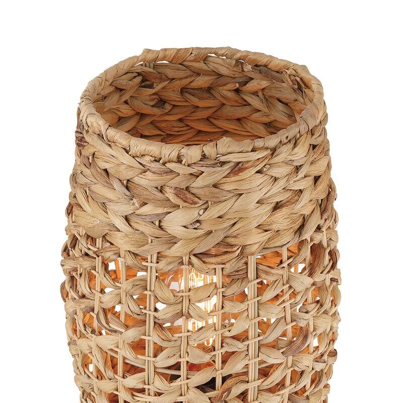Acroma Rattan Decorative Table Lamp with Black Metal Base