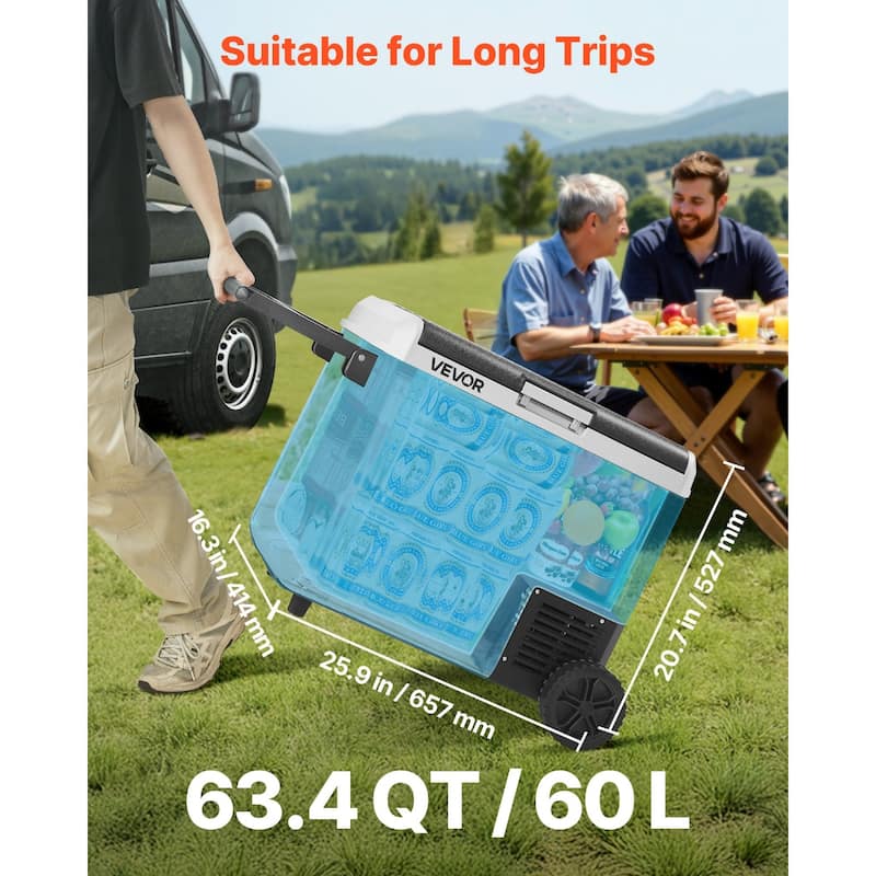 Portable 42.3QT Car Refrigerator Freezer for Camping Travel Boating - 25.9 x 16.3 x 20.7 in