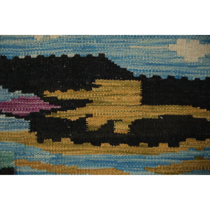 Hand Woven Oriental 100% Wool Carpet Southwestern Tribal Multi-Colored Kilim Area Rug - 8' 6'' X 5' 8''