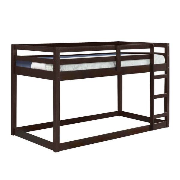 slide 2 of 5, Twin Wooden Frame Loft Bed with Built In Ladder, Espresso Brown