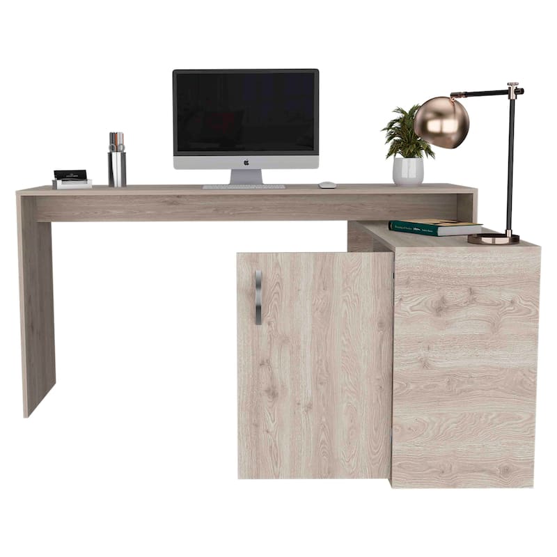Modern L-Shaped Computer Desk with Open & Closed Storage Computer Table for Living Room Bedroom