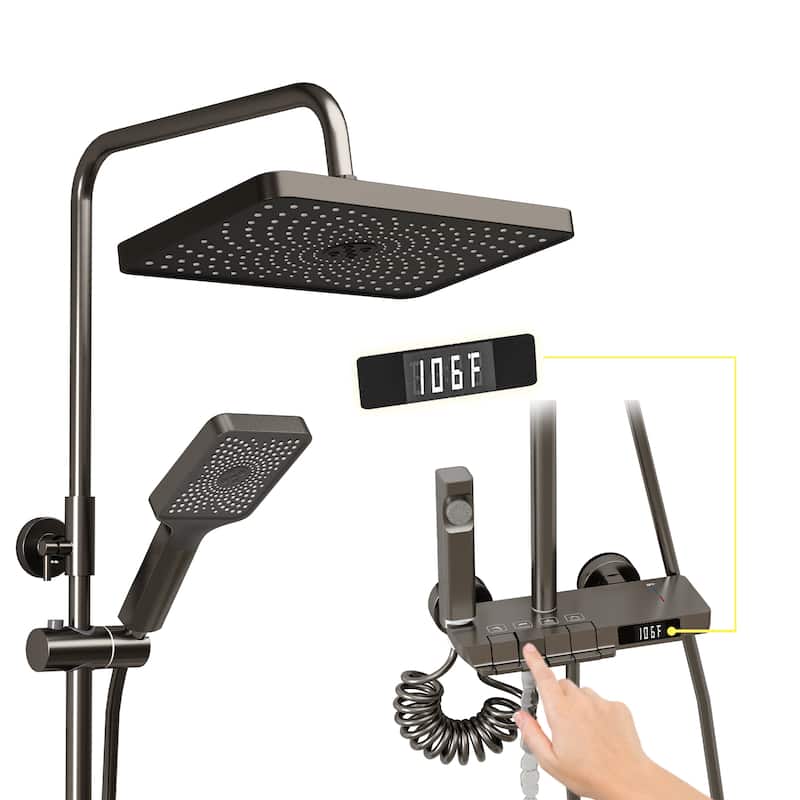 Thermostatic Shower System, Digital Display Bathroom Shower Faucet Set