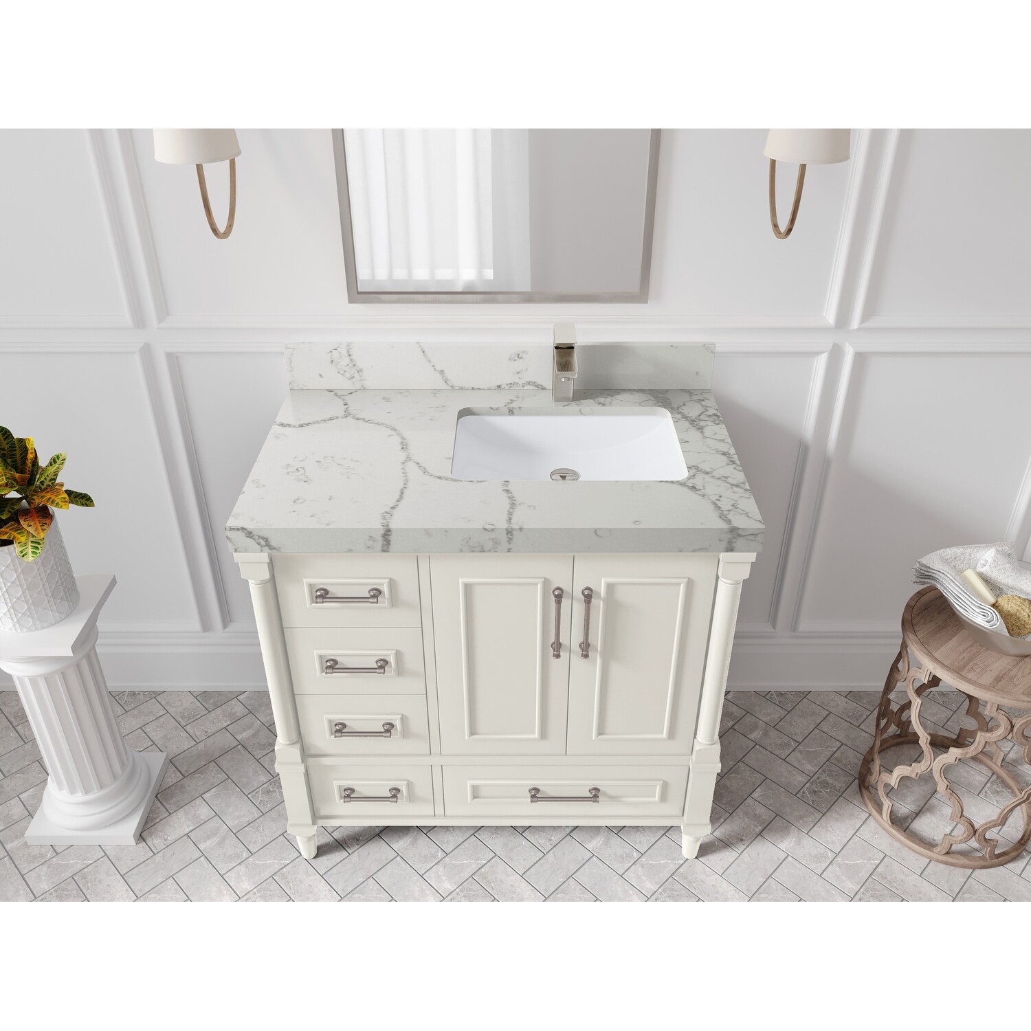 Willow Collections 36 in. W x 22 in. D Aberdeen Right Offset Sink Bathroom Vanity with Countertop