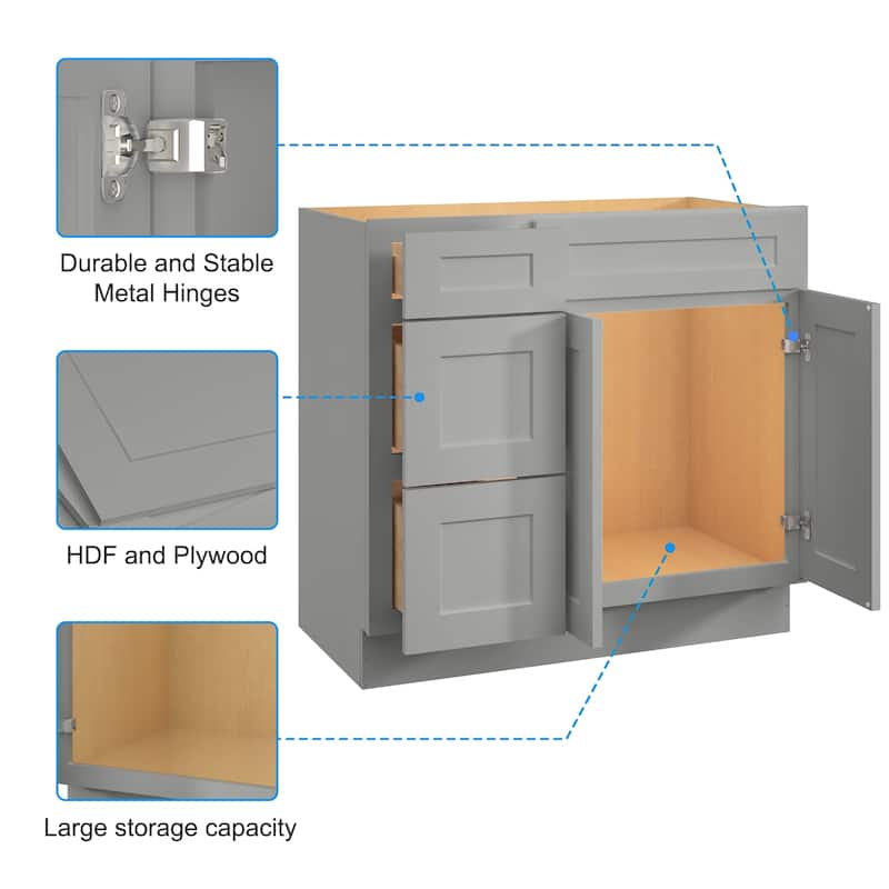 Bathroom Cabinet with Soft-Close Doors & Drawers, Moisture-Proof MDF Construction, Versatile Storage