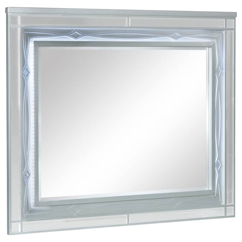 Gunnison Bedroom Set with LED Lighting Silver Metallic