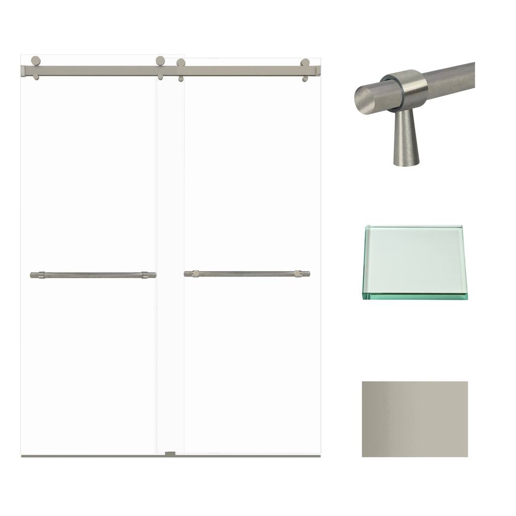 Brooklyn 60 in. W x 80 in. H Sliding Frameless Shower Door with Clear Glass Glass - 58-60-in W x 80-in H