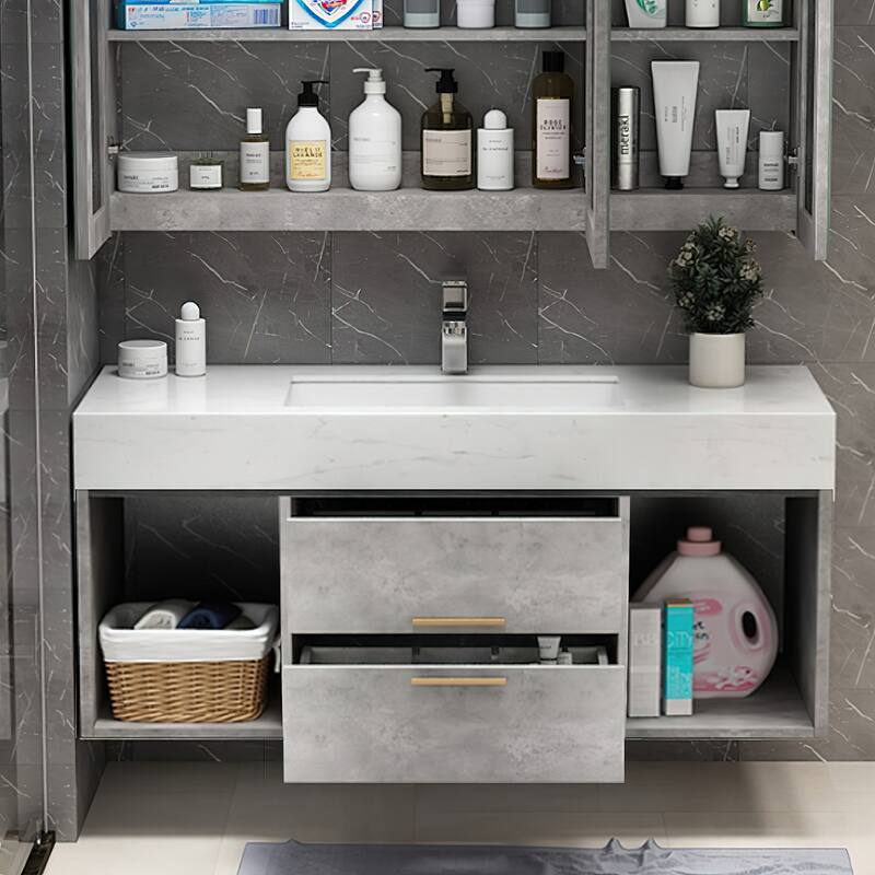 39.4" Wall-Mounted Single Bathroom Vanity Set