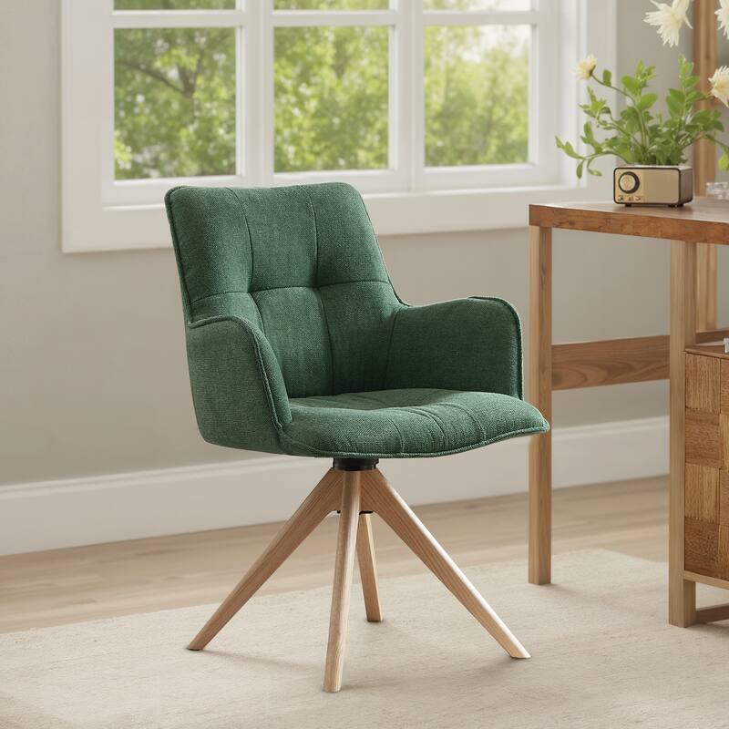 Art Leon Swivel Wood Accent Arm Chair - Green