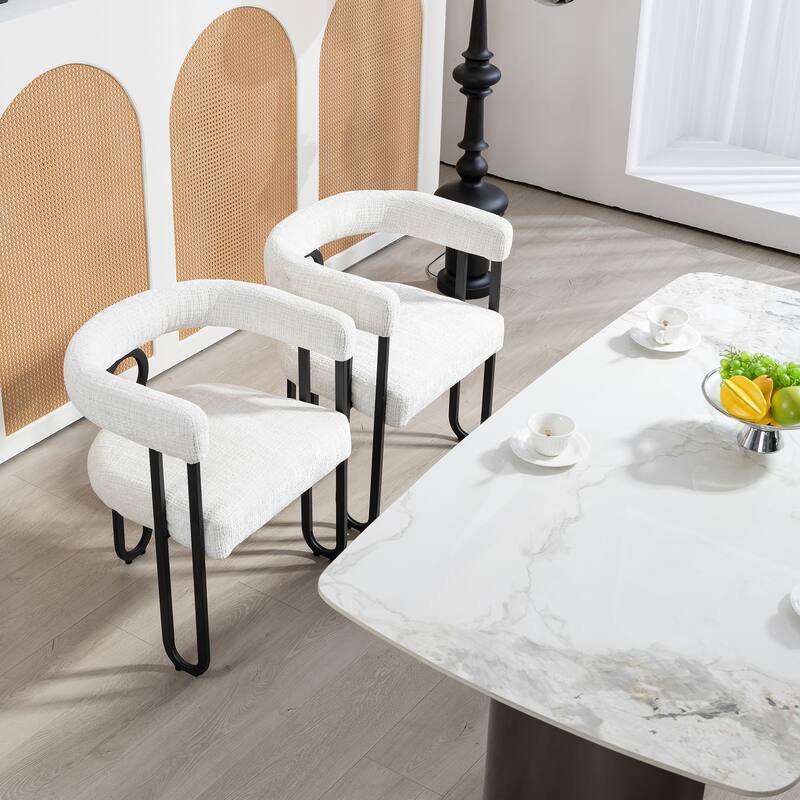 2 PCS PU Leather Upholstered Dining Chair Set wMetal Legs