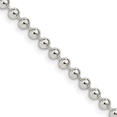 Curata 925 Sterling Silver 3mm Spaced Bead Chain Necklace