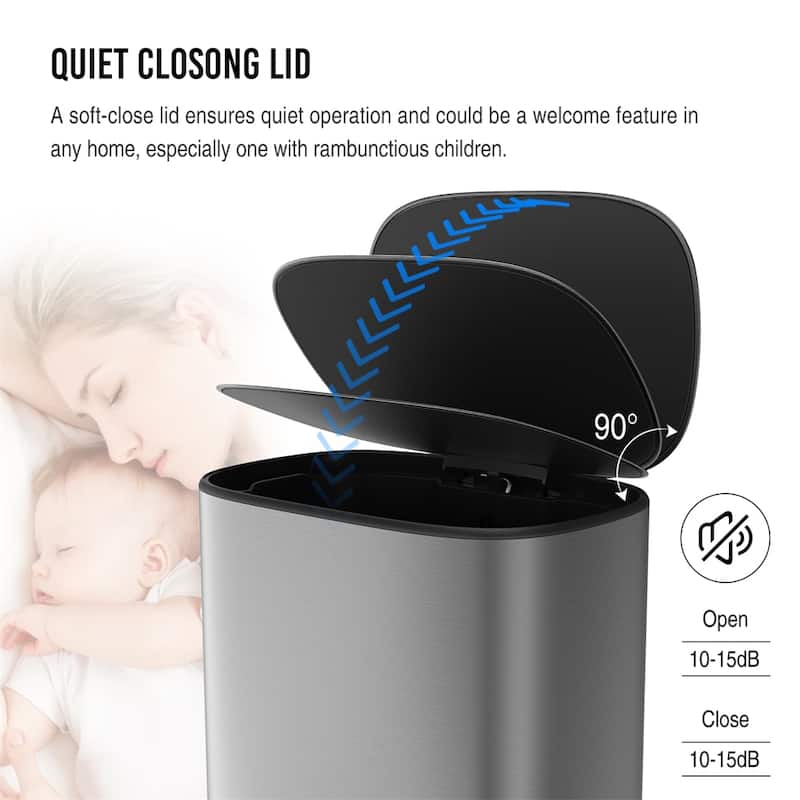 13 Gallon 50L Kitchen Foot Pedal Operated Soft Close Trash Can Bustbin
